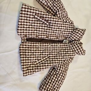 Max Studio Brown Checkered Kids Jacket